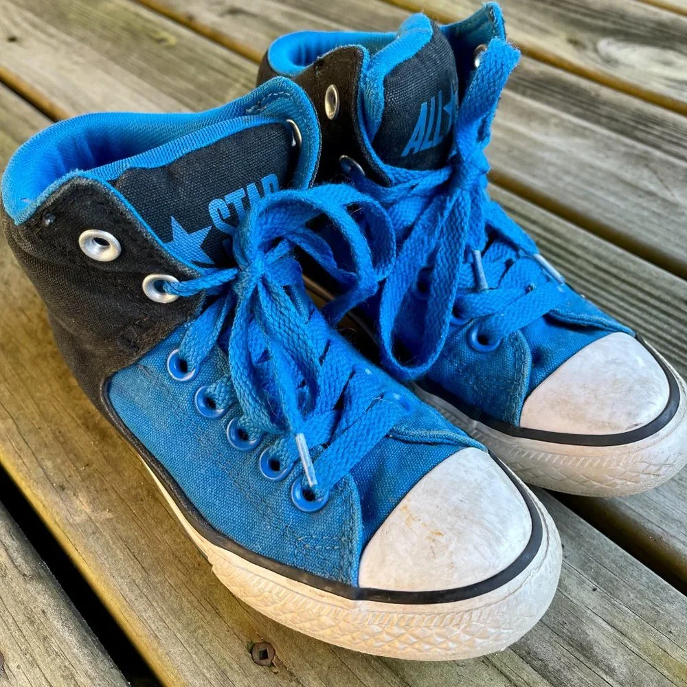 Converse Chuck Taylor All Star Street Mid Blue Black Kids Size 2Y